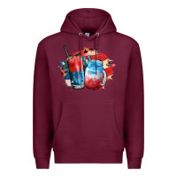 Burgundy Red white and blue slushy cocktail Premium Hoodie - FaDigitalArtStudio