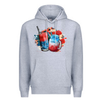 Heather Grey Red white and blue slushy cocktail Premium Hoodie - FaDigitalArtStudio