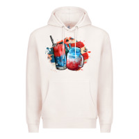 Pale Pink Red white and blue slushy cocktail Premium Hoodie - FaDigitalArtStudio