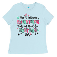 Baby Blue she overcame everything that was meant to destroy Ladies Tee - MaliasSmallBusiness