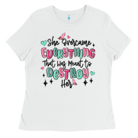 White she overcame everything that was meant to destroy Ladies Tee - MaliasSmallBusiness