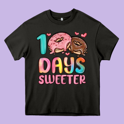 100 Days Sweeter Heavy Core Tee Designed By Maliassmallbusiness