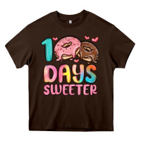 Chocolate Brown 100 days sweeter Heavy Core Tee - MaliasSmallBusiness