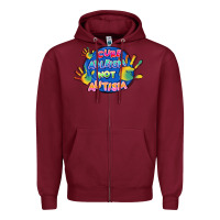Burgundy Cure ableism not Autism Zipper Hoodie - FaDigitalArtStudio