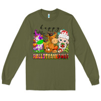 Army Green happy hallothanksmas farm animals Long Sleeve Tee - texasbilliewilder