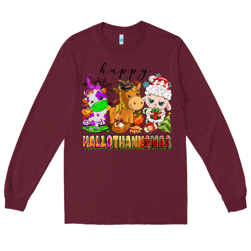 Happy Hallothanksmas Farm Animals Long Sleeve Tee by texasbilliewilder | Teevron