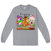 Heather Grey happy hallothanksmas farm animals Long Sleeve Tee - texasbilliewilder
