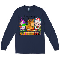 Navy happy hallothanksmas farm animals Long Sleeve Tee - texasbilliewilder
