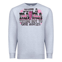Heather Grey Just a Mama Out Here Trying Not To Raise Assholes Premium Sweatshirt - CowhideDigitalArt