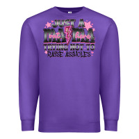 Purple Just a Mama Out Here Trying Not To Raise Assholes Premium Sweatshirt - CowhideDigitalArt