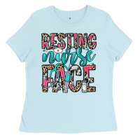 Baby Blue resting nurse face Ladies Tee - NancyCooperArtShop