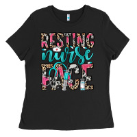 Black resting nurse face Ladies Tee - NancyCooperArtShop