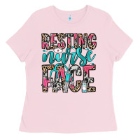 Bubblegum Pink resting nurse face Ladies Tee - NancyCooperArtShop