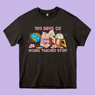100 Days Of Doing Teacher Stuff Heavy Core Tee Designed By Maliassmallbusiness