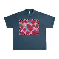 Midnight Navy pink rose leopard background Urban Heavy Tee - JahusDesignShop