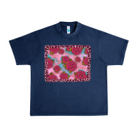 Navy pink rose leopard background Urban Heavy Tee - JahusDesignShop