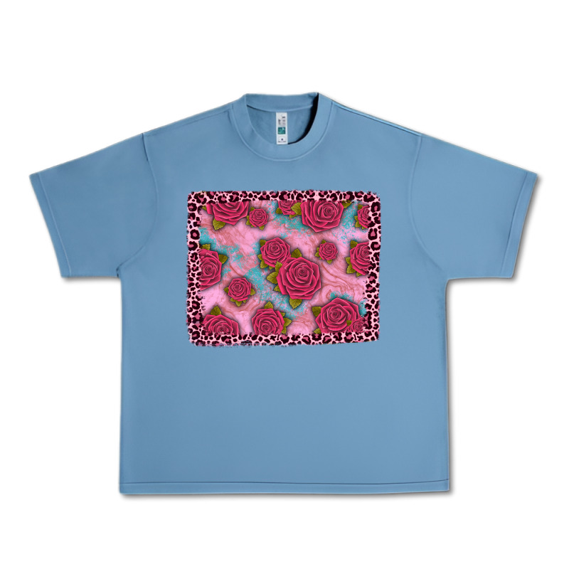 Pink Rose Leopard Background Urban Heavy Tee by JahusDesignShop | Teevron