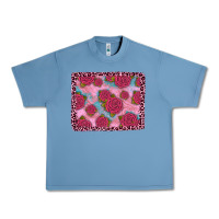 Pebble Blue pink rose leopard background Urban Heavy Tee - JahusDesignShop