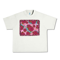 Pistachio pink rose leopard background Urban Heavy Tee - JahusDesignShop