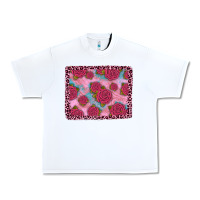 White pink rose leopard background Urban Heavy Tee - JahusDesignShop