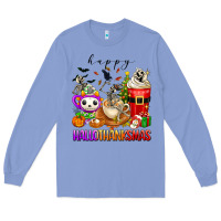 Colony Blue happy hallothanksmas skeleton coffee cups Long Sleeve Tee - texasbilliewilder