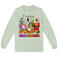 Matcha happy hallothanksmas skeleton coffee cups Long Sleeve Tee - texasbilliewilder