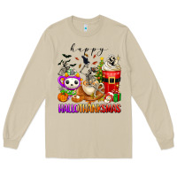 Happy Hallothanksmas Skeleton Coffee Cups Long Sleeve Tee | Teevron