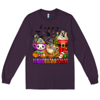 Plum happy hallothanksmas skeleton coffee cups Long Sleeve Tee - texasbilliewilder