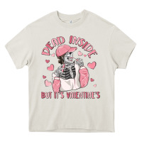 Cream dead inside but it's valentine's Heavy Core Tee - MaliasSmallBusiness