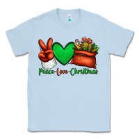 Dusty Blue peace love Christmas Santa Claus hand Classic Tee - Jasminsmagicworld