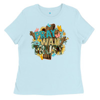 Baby Blue pray wait trust crosses christian Ladies Tee - NancyCooperArtShop