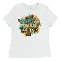 White pray wait trust crosses christian Ladies Tee - NancyCooperArtShop