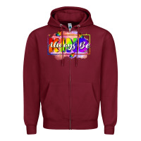 Burgundy Always be kind Zipper Hoodie - FaDigitalArtStudio