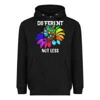 Black Different Not Less Daisy Autism Puzzle Heavyweight Hoodie - CowhideDigitalArt