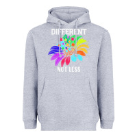 Heather Grey Different Not Less Daisy Autism Puzzle Heavyweight Hoodie - CowhideDigitalArt
