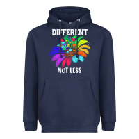 Navy Different Not Less Daisy Autism Puzzle Heavyweight Hoodie - CowhideDigitalArt