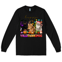 Black happy hallothanksmas cats Long Sleeve Tee - texasbilliewilder