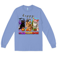 Colony Blue happy hallothanksmas cats Long Sleeve Tee - texasbilliewilder