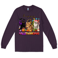 Plum happy hallothanksmas cats Long Sleeve Tee - texasbilliewilder