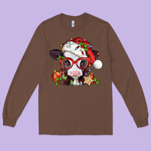 Christmas Baby Cow Long Sleeve Tee Designed By Jasminsmagicworld