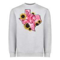 Heather Grey texas map breast cancer Heavyweight Sweatshirt - CowGirlArtShop