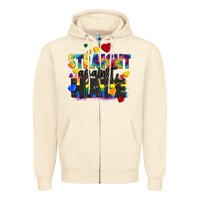 Straight Against Hate Zipper Hoodie by FaDigitalArtStudio | Teevron