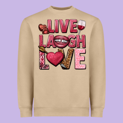 Live Laugh Love Valentine's Day Heavyweight Sweatshirt Designed By Howdyjamesfarm