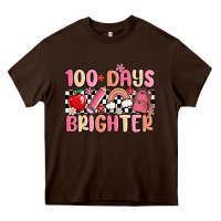Chocolate Brown 100 days brighter Heavy Core Tee - MaliasSmallBusiness