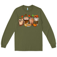 Army Green Pumpkin Spice Coffee Cups Long Sleeve Tee - texasbilliewilder