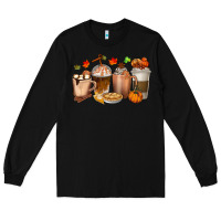 Black Pumpkin Spice Coffee Cups Long Sleeve Tee - texasbilliewilder