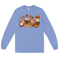 Colony Blue Pumpkin Spice Coffee Cups Long Sleeve Tee - texasbilliewilder