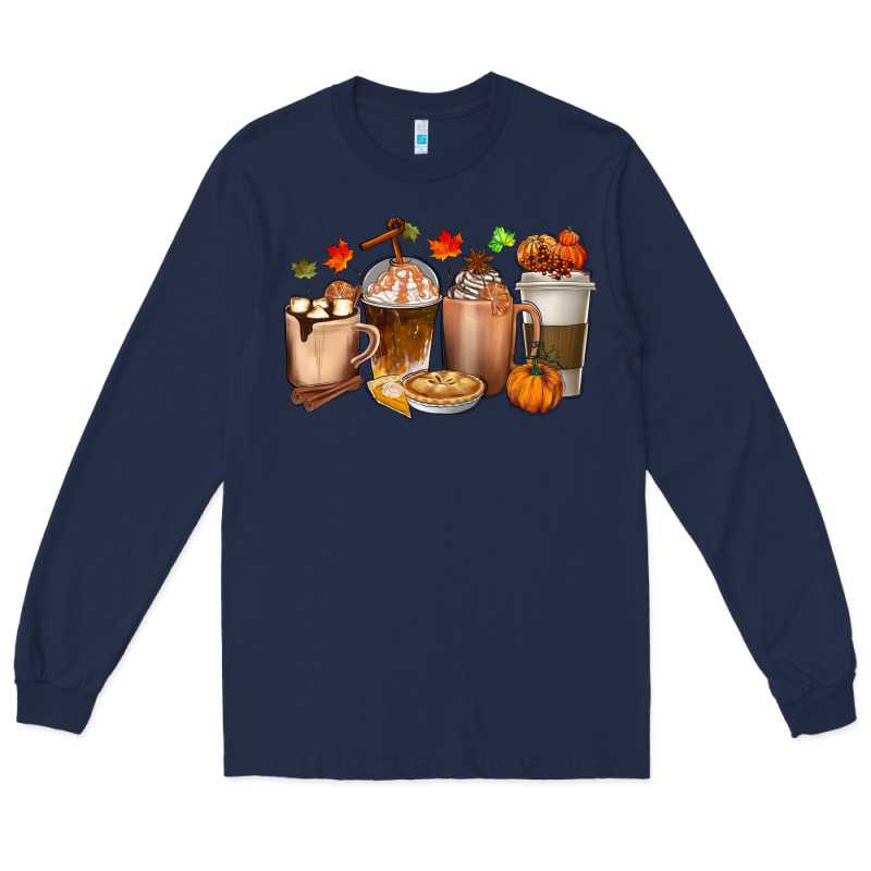 Pumpkin Spice Coffee Cups Long Sleeve Tee by texasbilliewilder | Teevron