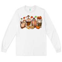 White Pumpkin Spice Coffee Cups Long Sleeve Tee - texasbilliewilder