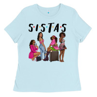Baby Blue sista sisters afro black women Ladies Tee - NancyCooperArtShop